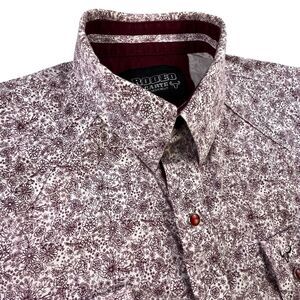 Vintage Rodeo Carte Western Pearl Snap Shirt Men's Large Maroon White Floral